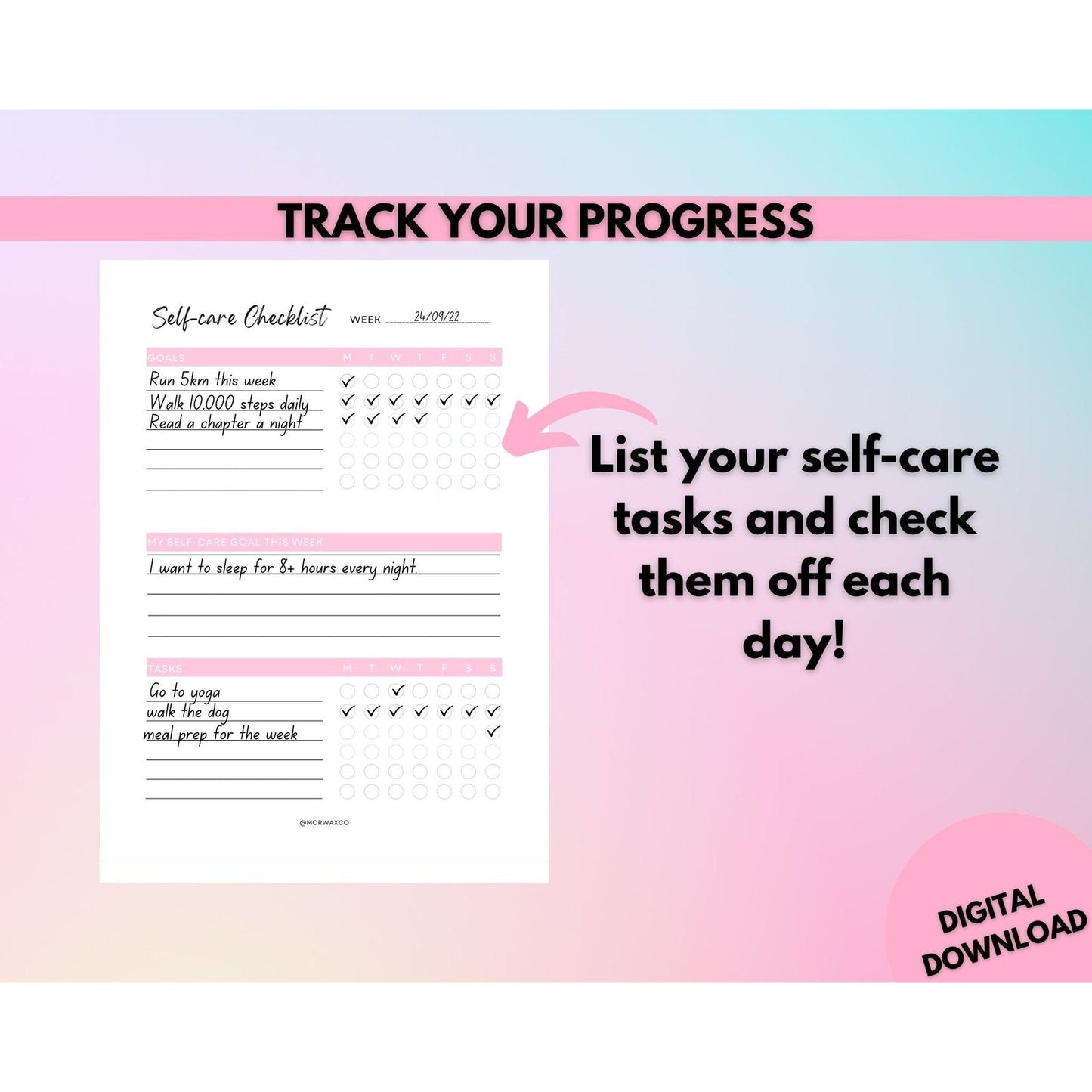 Self care planner - Mcrwaxco